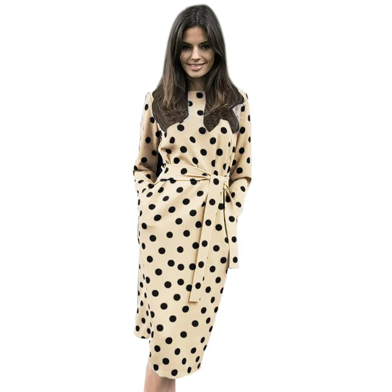 Women OL Winter Dress O-Neck Casual Dots Long Sleeve Pockets Party Dress With Belt Ladies Elegant Bandage Slim Sashes Dresses M5
Women OL Winter Dress O-Neck Casual Dots Long Sleeve Pockets Party Dress With Belt Ladies Elegant Bandage Slim Sashes Dresses M5