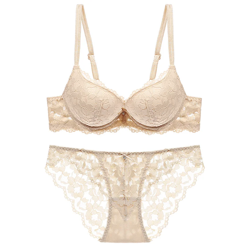 Flowers Lace Bra and Briefs Suits Durable Quality Underwear Factory Directly Sale-4