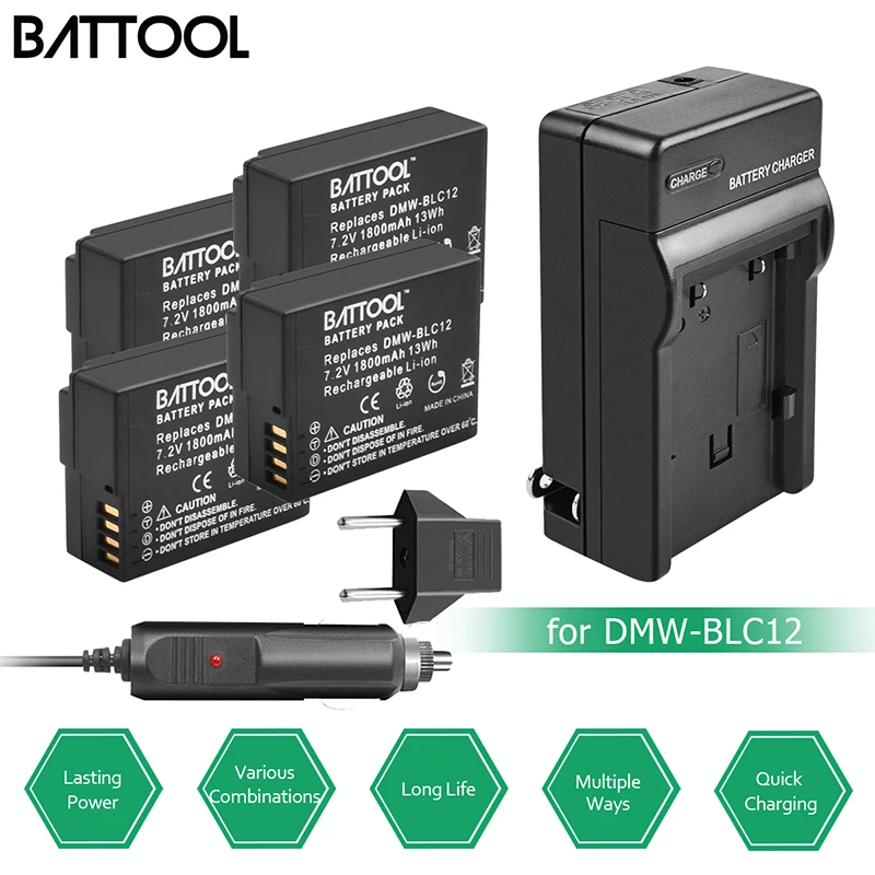 BATTOOL 1.8Ah Battery + Charger Pack DMW-BLC12 for Panasonic DMW-BLC12E DMW-BLC12PP FZ200 FZ1000 DMC-G5 DMC-G6 GH2 V-LUX4 G5
BATTOOL 1.8Ah Battery + Charger Pack DMW-BLC12 for Panasonic DMW-BLC12E DMW-BLC12PP FZ200 FZ1000 DMC-G5 DMC-G6 GH2 V-LUX4 G5