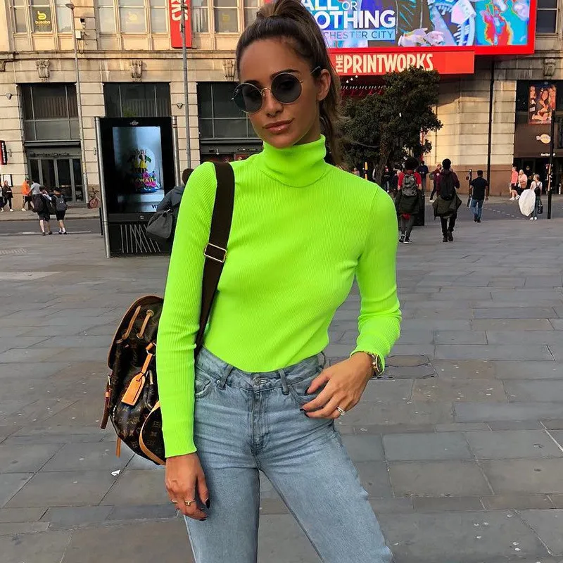 ribber turtleneck long sleeve t shirt women15