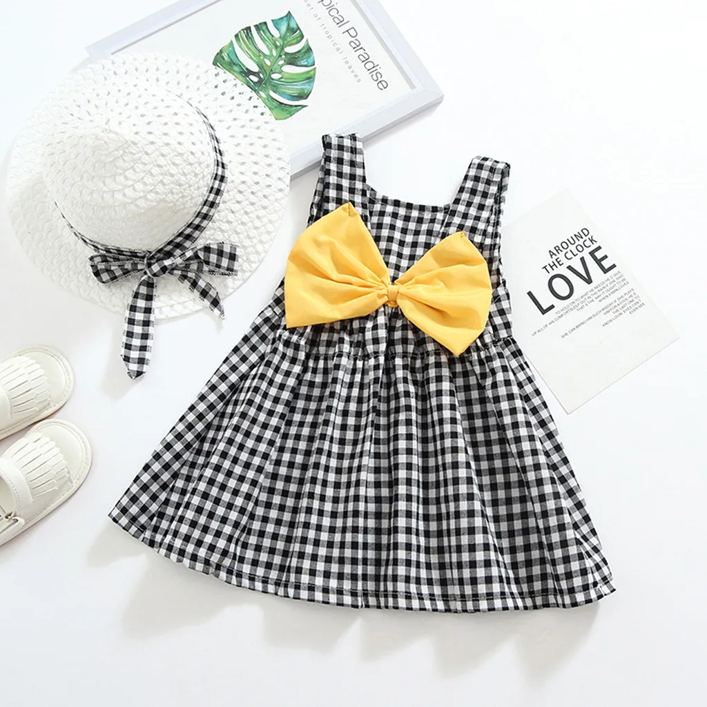 Girls plaid dress Children's Sleeveless Bow Vest Dresses + Straw Hat Summer Two-Piece Set New round neck fluff Vestido #D1
Girls plaid dress Children's Sleeveless Bow Vest Dresses + Straw Hat Summer Two-Piece Set New round neck fluff Vestido #D1