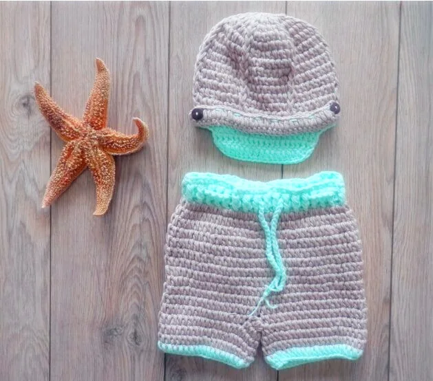 free shipping newborn newsboy cap handmade knitting wool baby hat and pants sets photo props size:0-1m 3-4m | Детская одежда и
