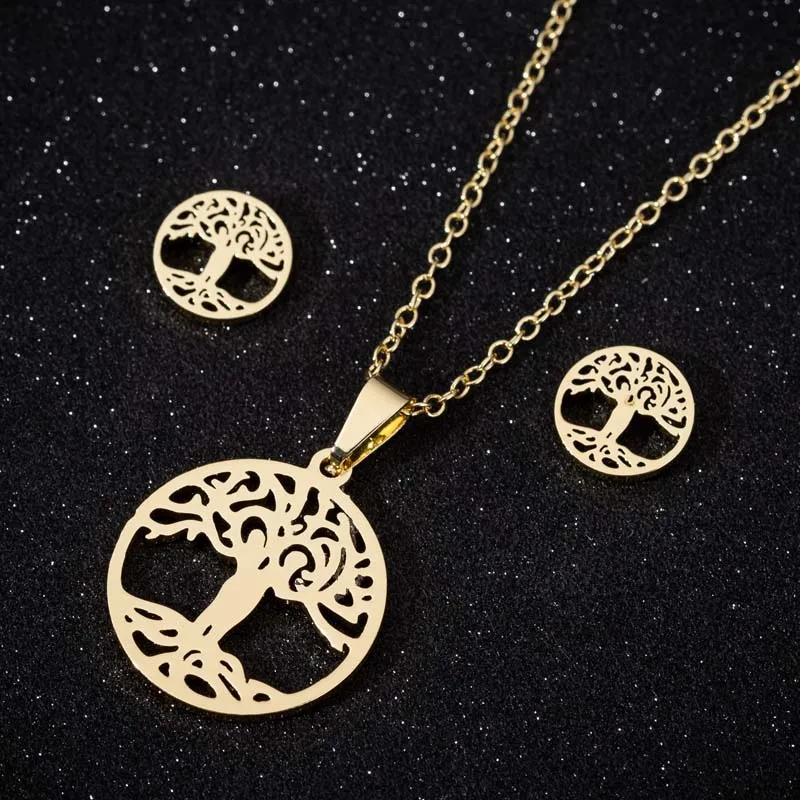 Oly2u Stainless Steel Tree of Life Choker Necklaces Set for Women Stud Earrings Collar Collier Necklace Jewelry Sets Party Gift
Oly2u Stainless Steel Tree of Life Choker Necklaces Set for Women Stud Earrings Collar Collier Necklace Jewelry Sets Party Gift