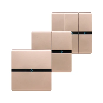 Luxury Wall Switch 1/2/3 Gang 2 Way Champagne Gold Wall Panel Push Button Switch Home Wall Light Switch LED Indicator Accessory
Luxury Wall Switch 1/2/3 Gang 2 Way Champagne Gold Wall Panel Push Button Switch Home Wall Light Switch LED Indicator Accessory