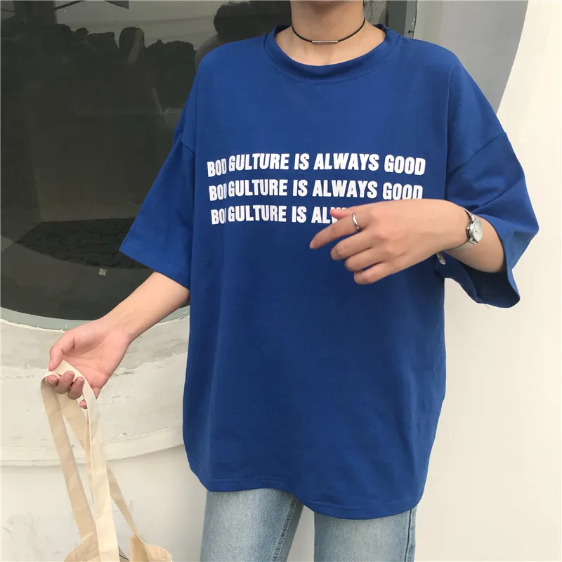 Summer loose Short Sleeve big size women T-shirts Letter Printed Simple Vintage blue t shirt Fashion Streetwear Casual tops tee
Summer loose Short Sleeve big size women T-shirts Letter Printed Simple Vintage blue t shirt Fashion Streetwear Casual tops tee