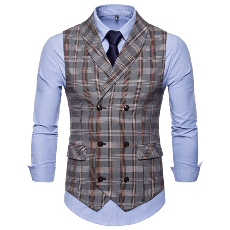 Plaid Vest Men Waistcoat Autumn Qinter 2019 New Arrival High-quality Men's Casual Plaid Double-breasted Waistcoat
Plaid Vest Men Waistcoat Autumn Qinter 2019 New Arrival High-quality Men's Casual Plaid Double-breasted Waistcoat