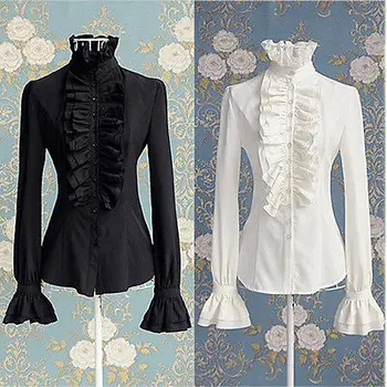 Victorian Womens Office Lady Shirt High Neck Frilly Ruffle Cuffs Top Long Sleeve Solid Crop Top Summer Chffion Blouse Womens Hot
Victorian Womens Office Lady Shirt High Neck Frilly Ruffle Cuffs Top Long Sleeve Solid Crop Top Summer Chffion Blouse Womens Hot