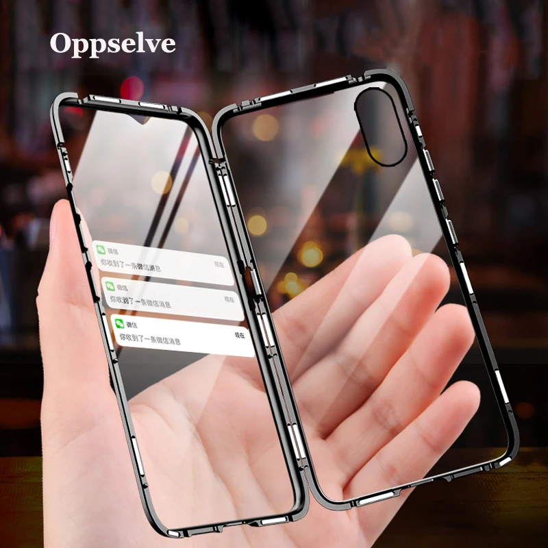 Двухсторонний стеклянный Магнитный чехол для iPhone XS Max XR X 7 8 Plus роскошный