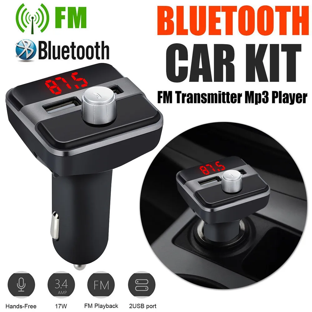 

Wireless Bluetooth Car MP3 Player FM Transmitter Radio LCD 2 USB Hands Call Free Car Accessories #DX