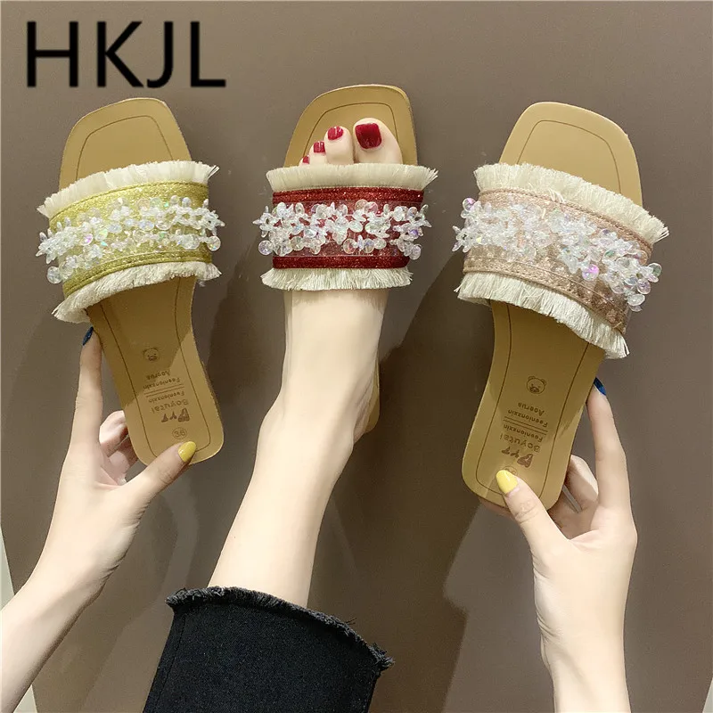 HKJL 2019 new women to wear fashion shoes outside the drag beach shoes bright diamond versatile seaside flip-flops flat A705
HKJL 2019 new women to wear fashion shoes outside the drag beach shoes bright diamond versatile seaside flip-flops flat A705