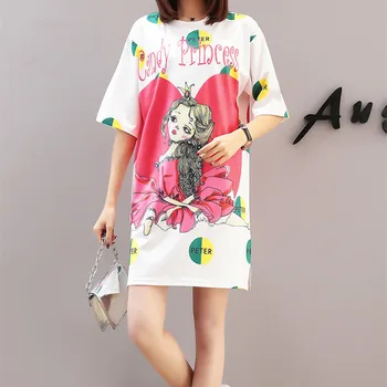 2019 spring and summer fashion large size women's long loose half-sleeve t-shirt skirt printing casual ladies dress female tide
2019 spring and summer fashion large size women's long loose half-sleeve t-shirt skirt printing casual ladies dress female tide