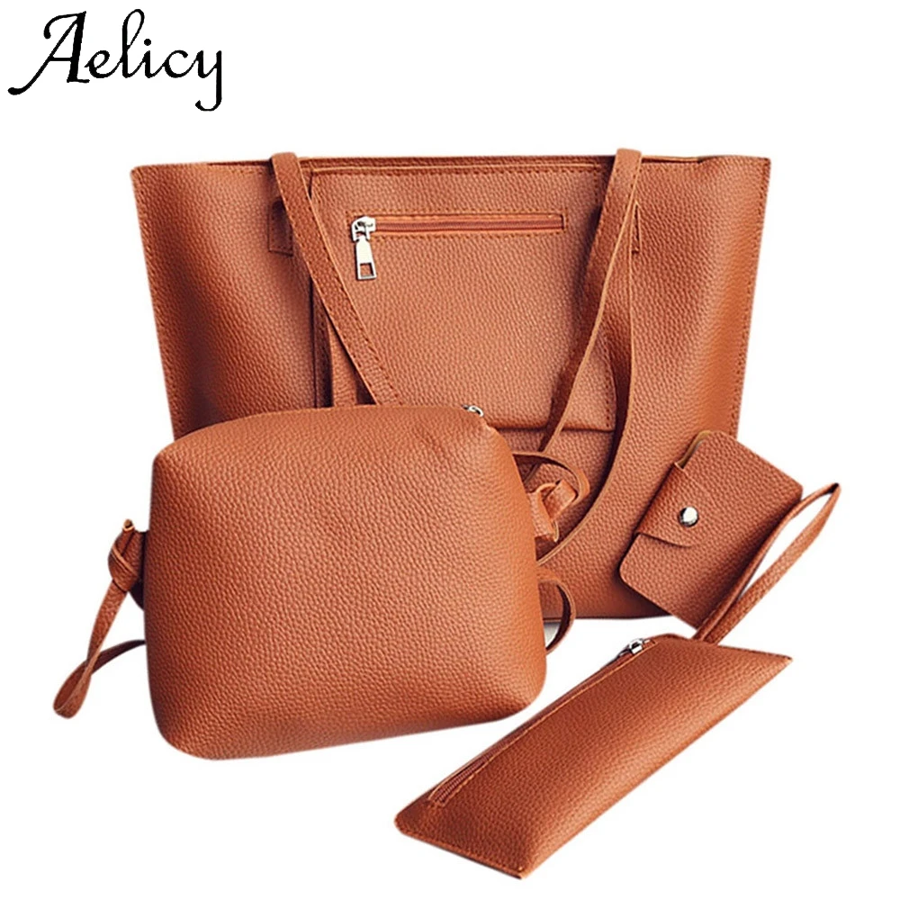 Aelicy 4Pcs Women Leather Shoulder Bag+Crossbody Bag+Clutch Wallet+Card High Quality Solid Bag Phone Pocket Holder Bag
Aelicy 4Pcs Women Leather Shoulder Bag+Crossbody Bag+Clutch Wallet+Card High Quality Solid Bag Phone Pocket Holder Bag