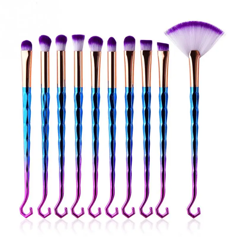 1/7/10Pcs Soft Professional Fan Shape Makeup Brushes Set Drill Hook Colorful Foundation Eyeshadow Eyeliner Brush | Красота и здоровье