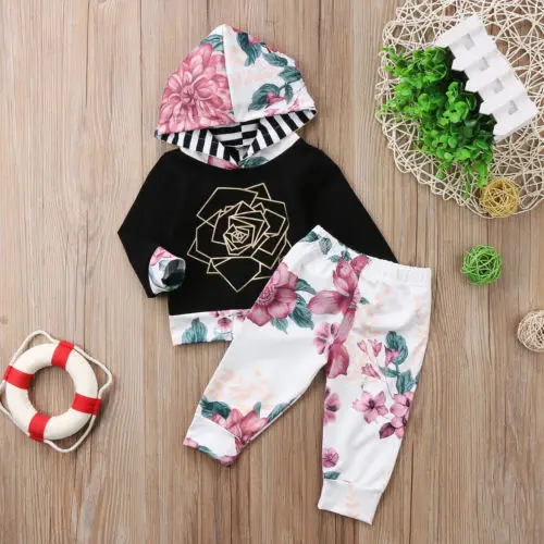 Fashion New Cute Baby Girls Tracksuit Hooded Long Sleeve Tops+Pants Floral Outfits Toddler Clothes
Fashion New Cute Baby Girls Tracksuit Hooded Long Sleeve Tops+Pants Floral Outfits Toddler Clothes