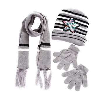 Children Winter Warm Knitted Beanie Cap Scarf Gloves Set Sequin Pentagram Pattern MSJ99
Children Winter Warm Knitted Beanie Cap Scarf Gloves Set Sequin Pentagram Pattern MSJ99