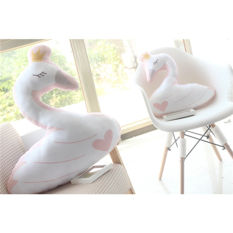Hot 45CM Swan Pillow Kawaii Soft Stuffed Plush Pillows Photography Props Cushion For Car Sofa Baby Room Decoration Children | Игрушки и