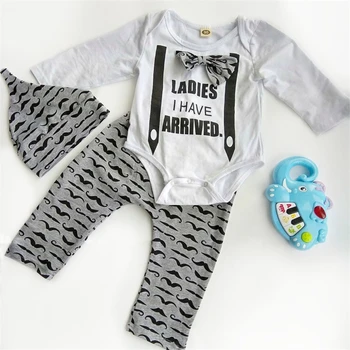 Mustache Print Baby Boy Clothes Set Newborn Clothes Bow Tie Tops+Dark Gray Pant+Cap 0-2T Clothing For Baby Boy Long Sleeve D20
Mustache Print Baby Boy Clothes Set Newborn Clothes Bow Tie Tops+Dark Gray Pant+Cap 0-2T Clothing For Baby Boy Long Sleeve D20