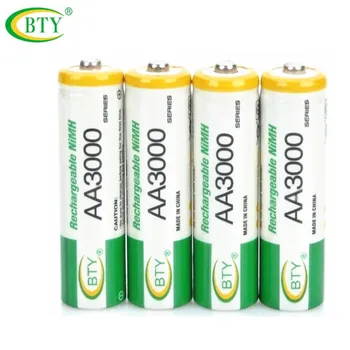 

12pcs/lot bty AA 3000 1.2 V Quanlity Rechargeable Battery AA 3000 BTY NI-MH 1.2V Rechargeable 2A Battery 600-800MAH