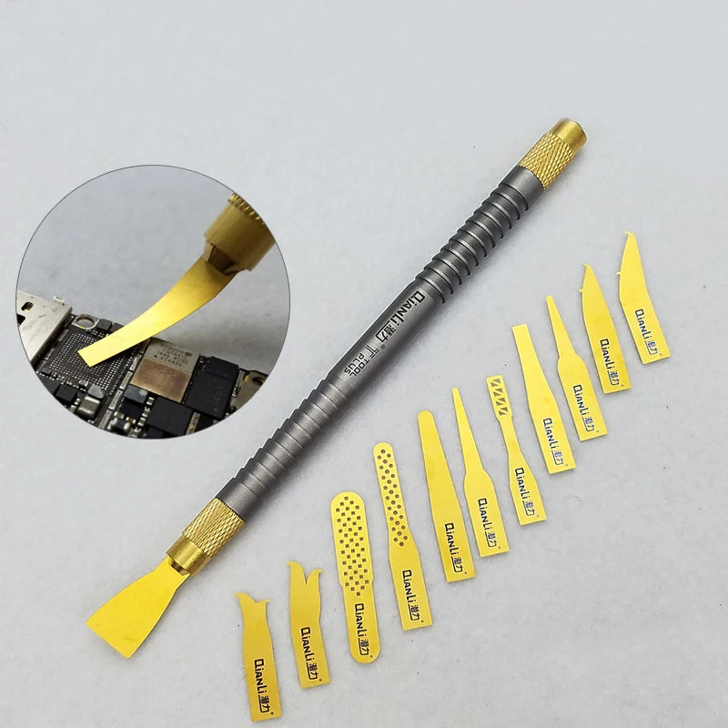Remove the mainboard IC chip tool burin delete A8 A9 A10 CPUNAND Flash for iPhone repair BGA special-shaped knife
Remove the mainboard IC chip tool burin delete A8 A9 A10 CPUNAND Flash for iPhone repair BGA special-shaped knife