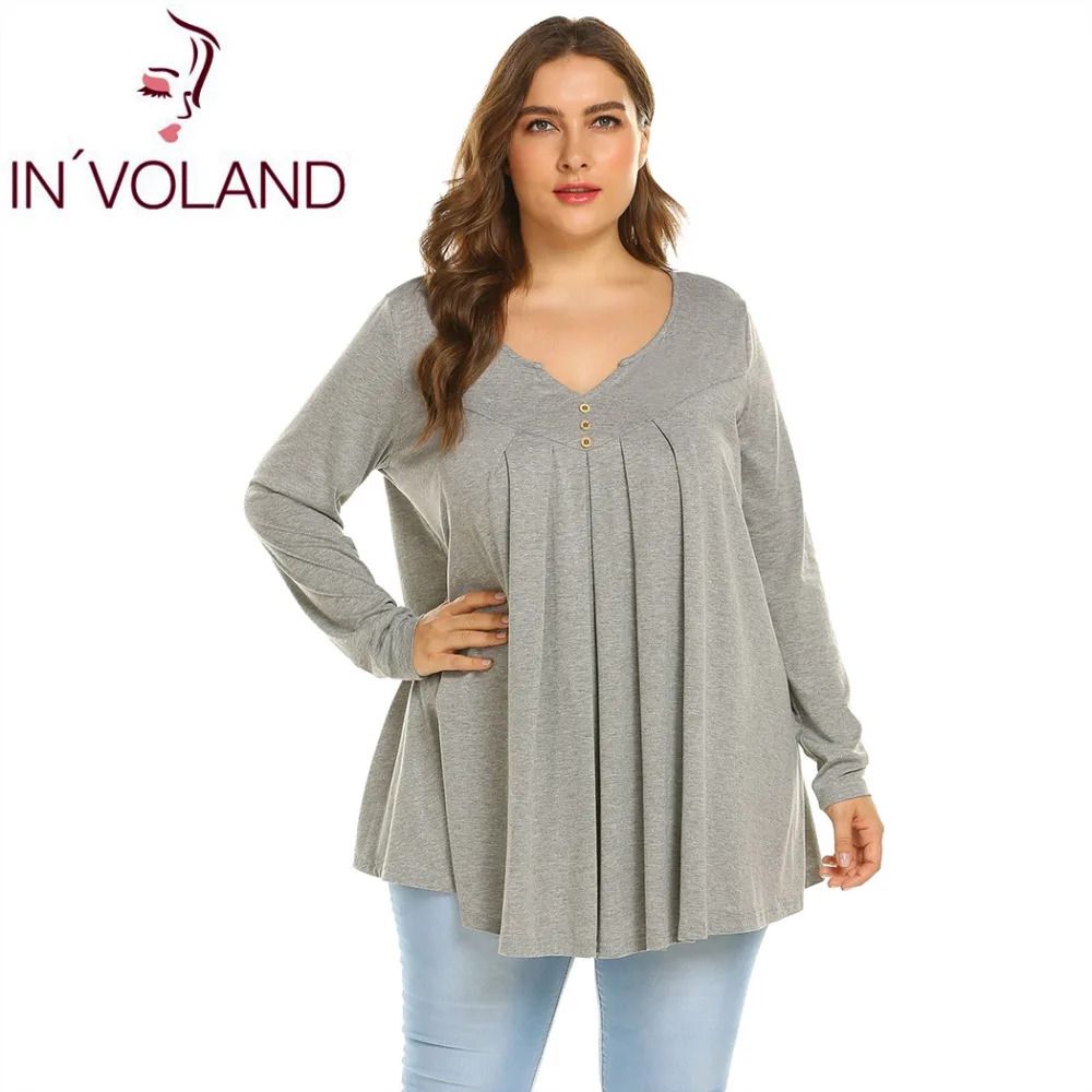 IN'VOLAND Plus Size Basic Solid T-Shirt Fall Fashion V Neck Elegant Long Tee Shirts for Women Pleated Long Sleeve
IN'VOLAND Plus Size Basic Solid T-Shirt Fall Fashion V Neck Elegant Long Tee Shirts for Women Pleated Long Sleeve