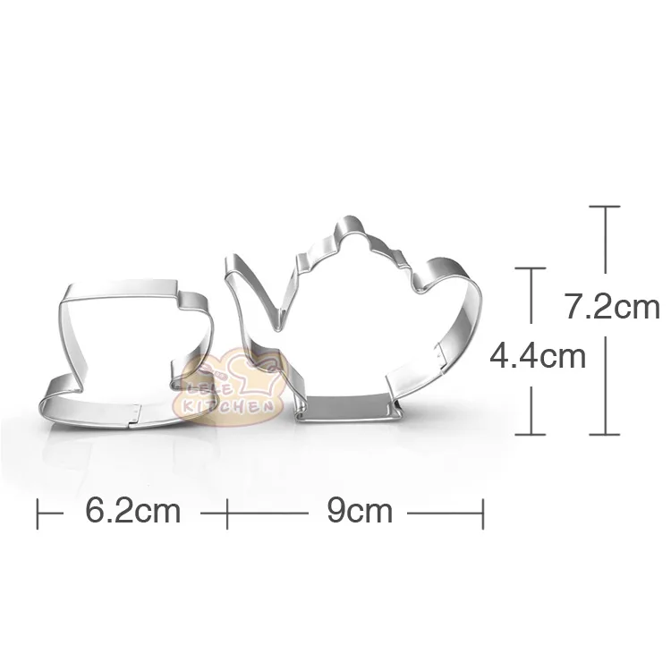 Description Picture 2 of item2pcs/set Teapot Tea Cup Stainless Steel Cookie Cutter Mold DIY Fondant Pastry Biscuit Baking Mold Cake Decorating Tools K020