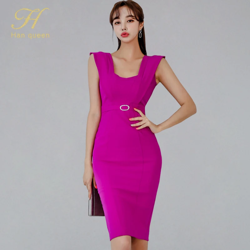H Han Queen Solid Color Square Collar Pencil Dress Women Purple Casual Fashion Sheath Dresses Summer OL Fitted Bodycon Vestidos
H Han Queen Solid Color Square Collar Pencil Dress Women Purple Casual Fashion Sheath Dresses Summer OL Fitted Bodycon Vestidos