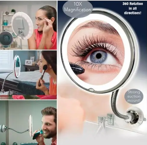 360 Swivel 10x Magnifying Bright LED Lighted Makeup Mirror Adjustable Flexible Bendable Gooseneck Wall Mounted Bathroom Mirror
360 Swivel 10x Magnifying Bright LED Lighted Makeup Mirror Adjustable Flexible Bendable Gooseneck Wall Mounted Bathroom Mirror