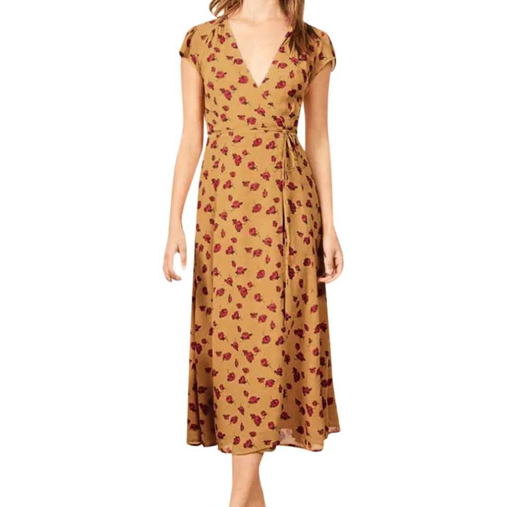 JAYCOSIN Dress Women Summer Sexy Floral Print V Neck Short Sleeve Bandage Split long Dress robe femme vestidos Dress 520
JAYCOSIN Dress Women Summer Sexy Floral Print V Neck Short Sleeve Bandage Split long Dress robe femme vestidos Dress 520