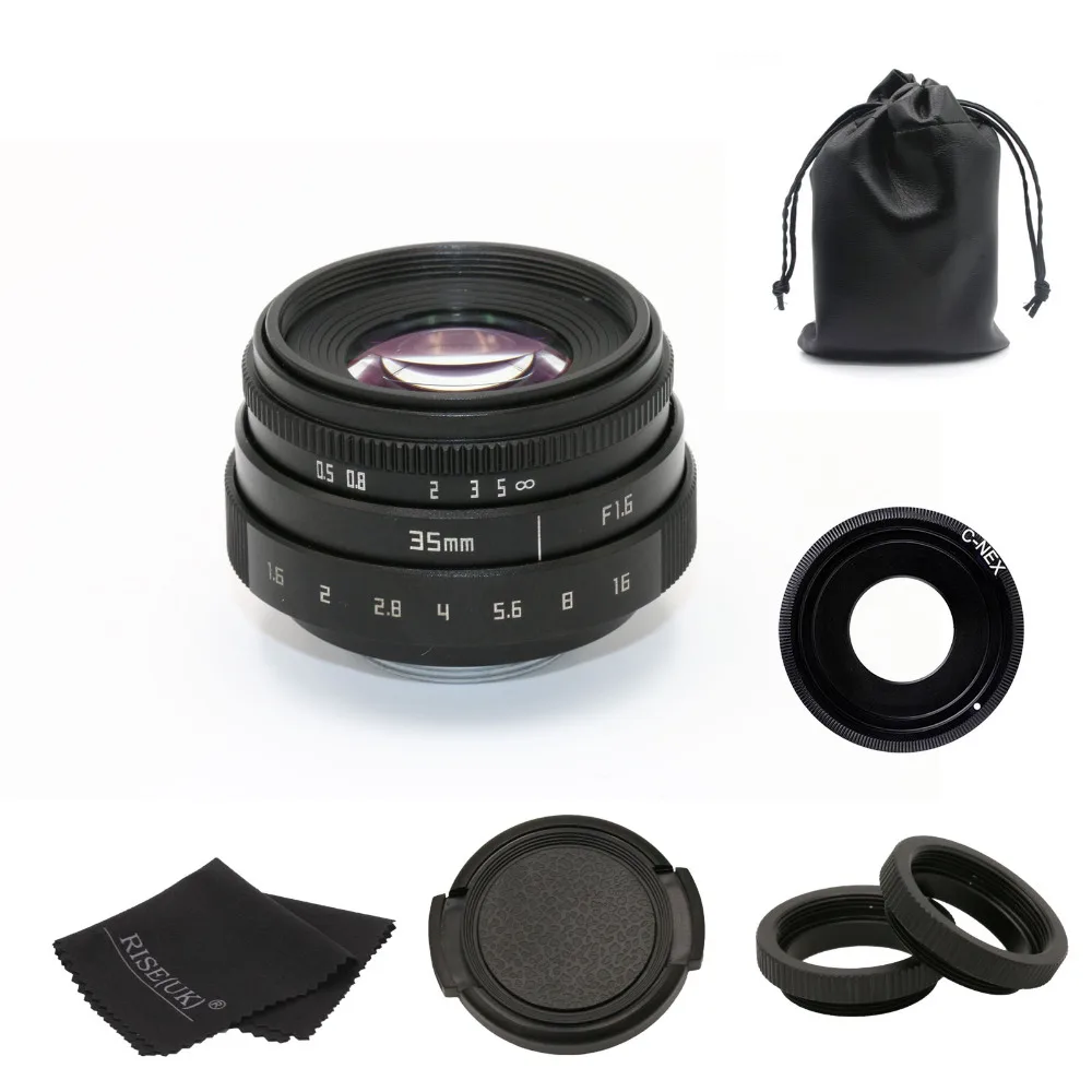 

new arrive fujian 35mm f1.6 C mount CCTV Lens II for Sony NEX E-mount camera & Adapter bundle black free shipping