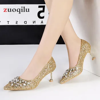 2020 New Women Pumps Classic Sequined Shallow Women High Heels Sexy Pointed Wedding Shoes Party Rhinestone heels Women Shoes
2020 New Women Pumps Classic Sequined Shallow Women High Heels Sexy Pointed Wedding Shoes Party Rhinestone heels Women Shoes