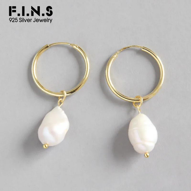 F.I.N.S Genuine 925 Sterling Silver Earrings Woman Irregular Baroque Pearl Earrings Gold Color Circle Drop Earings Fine Jewelry
F.I.N.S Genuine 925 Sterling Silver Earrings Woman Irregular Baroque Pearl Earrings Gold Color Circle Drop Earings Fine Jewelry