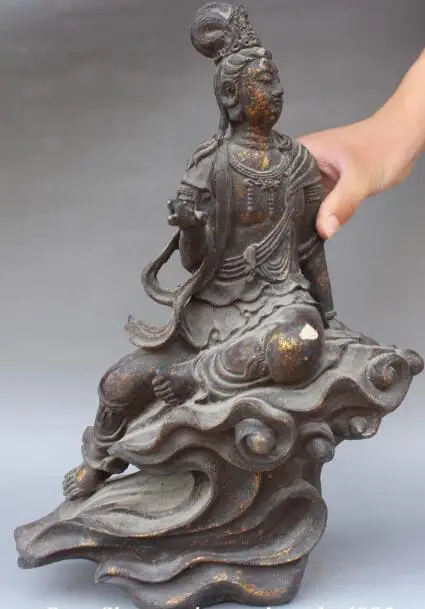 S06785 11 Old Chinese Buddhism Bronze Seat Kwan-yin Guan Yin Goddess Statue Sculpture discount 30% (C0324)