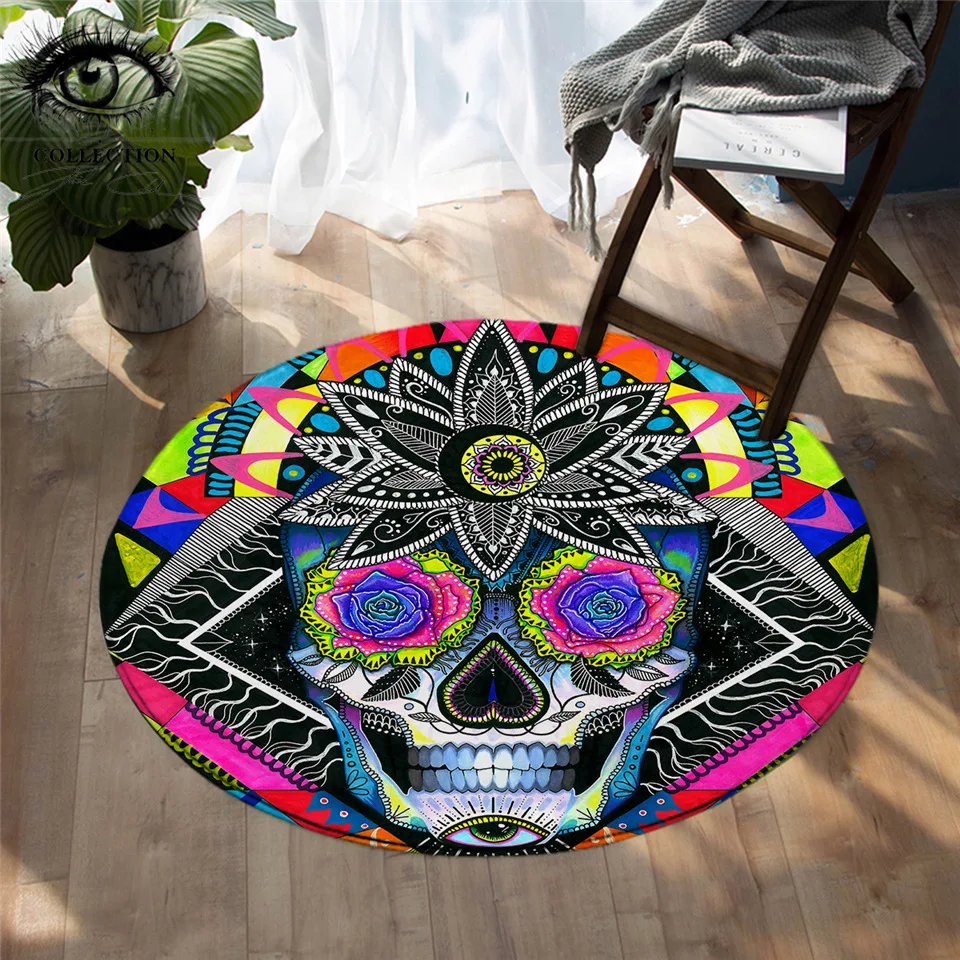 Sugar Skull by Pixie Cold Art Area Rugs For Bedroom Floral Round Carpet Gothic Non-slip Floor Mat Colorful Rose tapetes Dropship
Sugar Skull by Pixie Cold Art Area Rugs For Bedroom Floral Round Carpet Gothic Non-slip Floor Mat Colorful Rose tapetes Dropship