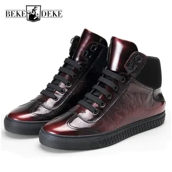 Designer Men Casual Shoes Real Leather 2019 Autumn Winter Candy Color High Top Sneakers Fashion Flat Mens Trainers Red Grey Punk
Designer Men Casual Shoes Real Leather 2019 Autumn Winter Candy Color High Top Sneakers Fashion Flat Mens Trainers Red Grey Punk