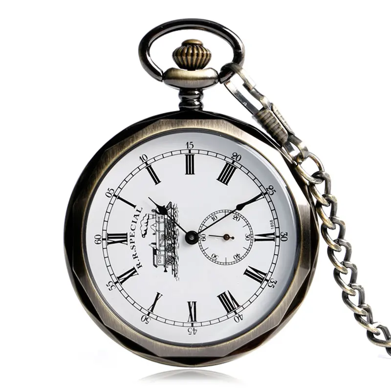 Open Face Small Seconds Design Mechanical Pocket Watch Retro Steam Locomotive Pattern Hand Winding Steampunk Watch for Men Women
Open Face Small Seconds Design Mechanical Pocket Watch Retro Steam Locomotive Pattern Hand Winding Steampunk Watch for Men Women