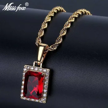 MISSFOX Hip Hop Rectangle Vintage Ruby Gem Locket Pendant 24K Gold Plated AAA Cubic Zirconia Free Shiping Rock Long Big Necklace
MISSFOX Hip Hop Rectangle Vintage Ruby Gem Locket Pendant 24K Gold Plated AAA Cubic Zirconia Free Shiping Rock Long Big Necklace