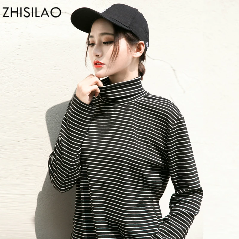 ZHISILAO Woman Turtleneck T-shirt Woman Long Sleeve Stripe Tee Shirt Autumn Casual Ladies tshirt Feminina Cotton Harajuku Shirt
ZHISILAO Woman Turtleneck T-shirt Woman Long Sleeve Stripe Tee Shirt Autumn Casual Ladies tshirt Feminina Cotton Harajuku Shirt