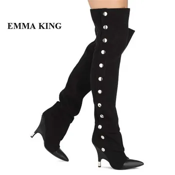 EMMA KING 2018 New Women Metal Rivets Decor Thigh High Over The Knee Boots Strange Heels Pointed Toe Riding Casual Boots Women
EMMA KING 2018 New Women Metal Rivets Decor Thigh High Over The Knee Boots Strange Heels Pointed Toe Riding Casual Boots Women