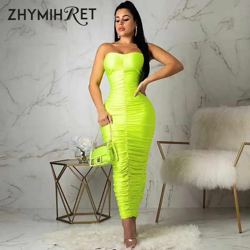 neon green tube dress