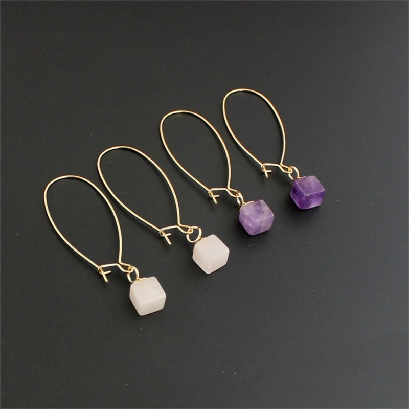 Fashion Cube Square Natural Stone Drop Earrings Pink Quartz Gold Color Purple Stone Brincos Pendientes Jewelry for Women
Fashion Cube Square Natural Stone Drop Earrings Pink Quartz Gold Color Purple Stone Brincos Pendientes Jewelry for Women