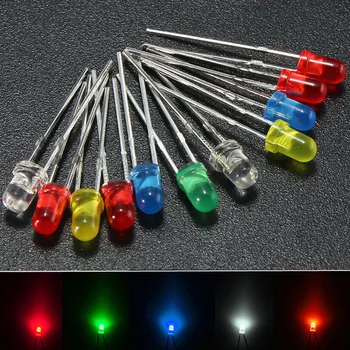 100pcs/lot 3mm LED Emitting Diodes Light Kit Round Top 5 Colors Diffused Green Red White Blue Yellow For DIY Lighting Assortment
100pcs/lot 3mm LED Emitting Diodes Light Kit Round Top 5 Colors Diffused Green Red White Blue Yellow For DIY Lighting Assortment