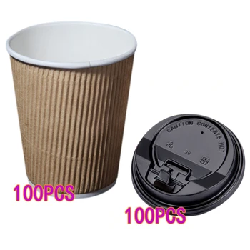 100Pcs Disposable Kraft 8oz Paper Cups Ripple And Insulated Cups With Switch Lid Coffee Cup Home Bar Wedding Party Supplies
100Pcs Disposable Kraft 8oz Paper Cups Ripple And Insulated Cups With Switch Lid Coffee Cup Home Bar Wedding Party Supplies