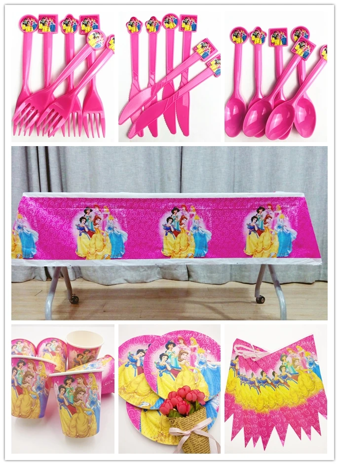 52pcs/set Princess Girls Party Supplies Plates Cups Tablecloth Forks Knives Spoons Flag Birthday Party Decoration For Kid
52pcs/set Princess Girls Party Supplies Plates Cups Tablecloth Forks Knives Spoons Flag Birthday Party Decoration For Kid