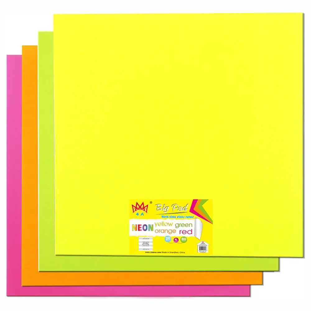 4A Sticky Big Pad,22x22 In,Large Size,Neon Yellow,Orange,Red and Green,Self-Stick Notes,20 Sheets/Pad,4 Pads/Pack,4A BP 2222-Nx4
4A Sticky Big Pad,22x22 In,Large Size,Neon Yellow,Orange,Red and Green,Self-Stick Notes,20 Sheets/Pad,4 Pads/Pack,4A BP 2222-Nx4