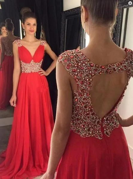 Long Prom Dresses 2017 V-Neck Sleeveless Backless Sweep Train Chiffon Crystal A-line Party Dress Dress 2016
Long Prom Dresses 2017 V-Neck Sleeveless Backless Sweep Train Chiffon Crystal A-line Party Dress Dress 2016