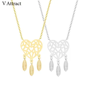 V Attract 10 pcs Valentine's Day Gift Bohemia Dreamcatcher Heart Necklace Women Jewelry Stainless Steel Feather Collier Femme
V Attract 10 pcs Valentine's Day Gift Bohemia Dreamcatcher Heart Necklace Women Jewelry Stainless Steel Feather Collier Femme