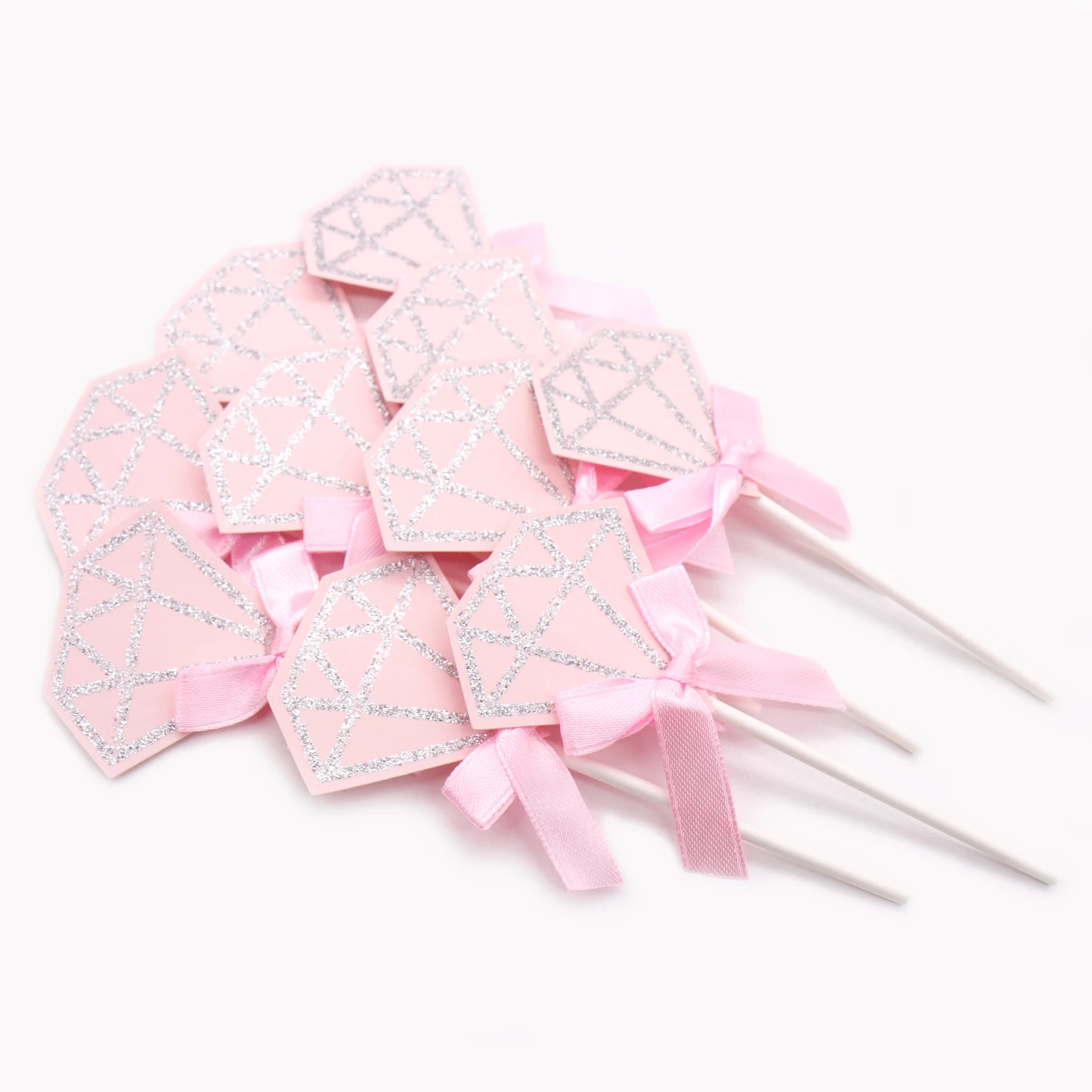 10pcs Lovely Diamond Cupcake Toppers Pink Happy Birthday Cake Insert Cards DIY Paper Satin Bowknot Wedding Decoration
10pcs Lovely Diamond Cupcake Toppers Pink Happy Birthday Cake Insert Cards DIY Paper Satin Bowknot Wedding Decoration