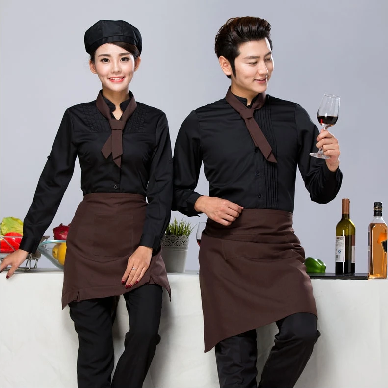 Coffee House Server Long Sleeve Work Shirt+Apron+Tie Sets Women and Men Hotel Cafeteria Uniform Cheap Hotpot Waiter Clothing
Coffee House Server Long Sleeve Work Shirt+Apron+Tie Sets Women and Men Hotel Cafeteria Uniform Cheap Hotpot Waiter Clothing