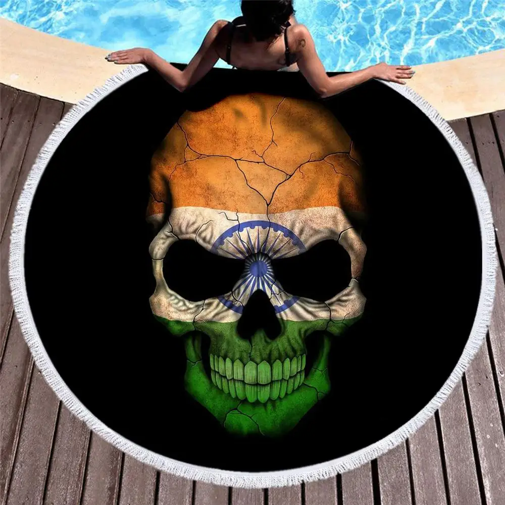 Round Beach Towel with Tassel Gothic Colored Skull Microfiber Towel Travel Picnic Blanket Yoga Mat Tapestry style-5
Round Beach Towel with Tassel Gothic Colored Skull Microfiber Towel Travel Picnic Blanket Yoga Mat Tapestry style-5
