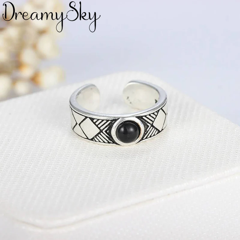 New Trendy Bohemian 925 Sterling Silver Black Rings For Women Girls Gift Vintage Large Engagement Ring Anillos Anelli
New Trendy Bohemian 925 Sterling Silver Black Rings For Women Girls Gift Vintage Large Engagement Ring Anillos Anelli